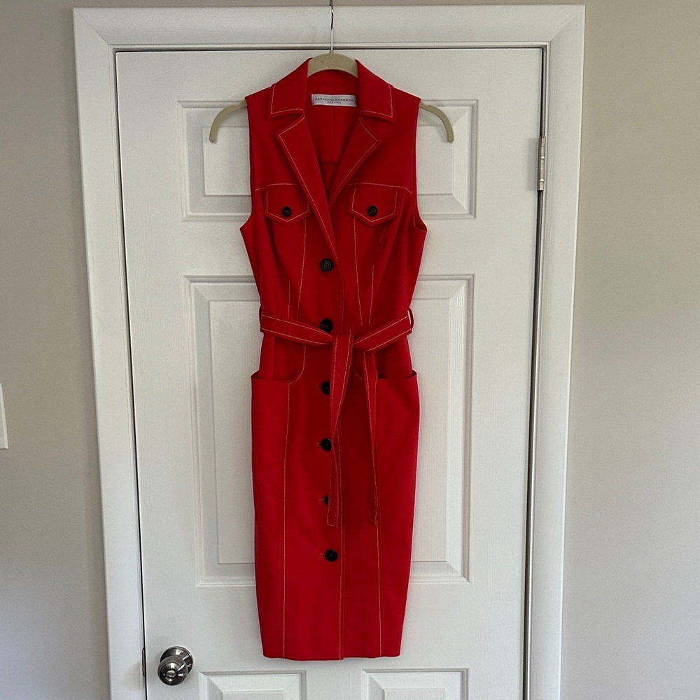 Carolina Herrera Red Button-Down Midi Dress
